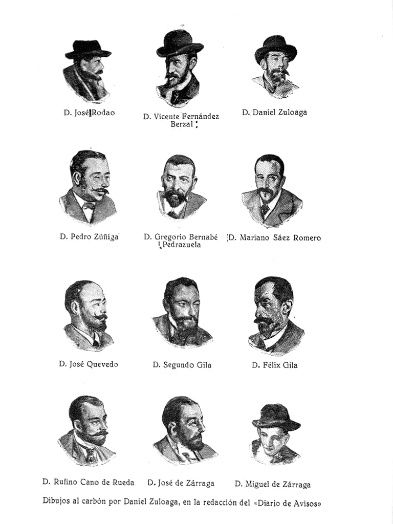 Dibujos al carbon por Daniel Zuloaga en la redaccion del Diario de Avisos primera parte